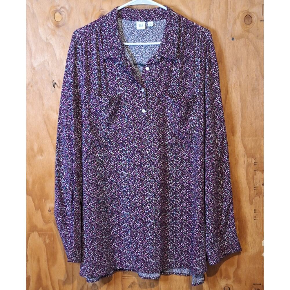NWOT GAP Shirt Women's XXL Popover Style Bohemian Lagenlook Boho Rayon BohoStyle